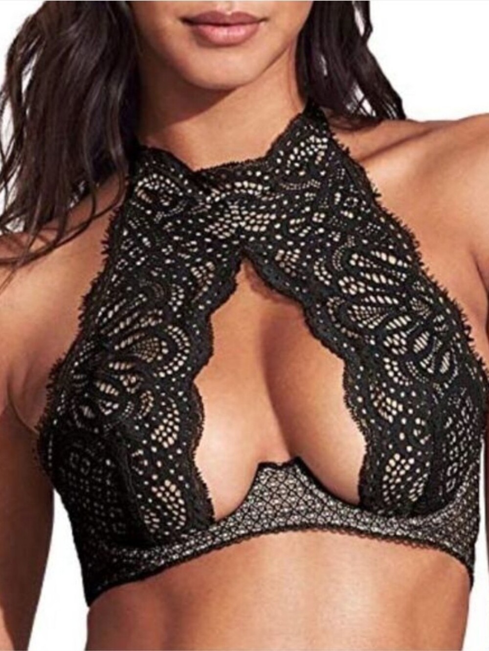 Victoria's Secret Dream Angels Unlined Demi High Neck Mesh Lace Lingerie Bra